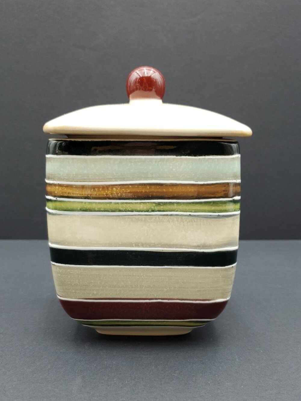 Tabletops Lifestyles Jentry Canister Tabletops Unlimited Striped Storage Jar